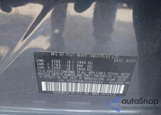 4S3GKAM63H3606402: 43418470