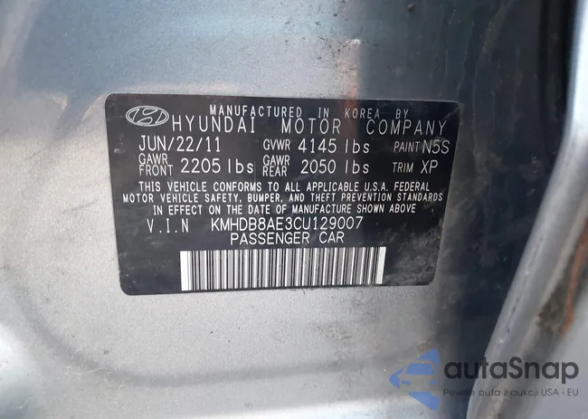 KMHDB8AE3CU129007: 43418531