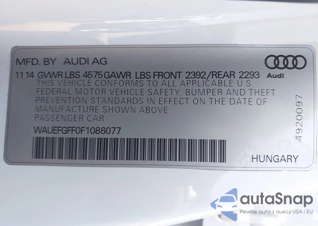 WAUEFGFF0F1086077: 43418549