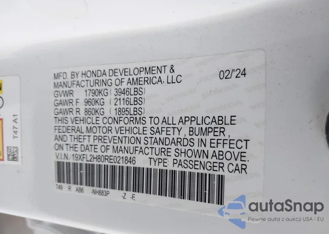 19XFL2H80RE021846: 43418570