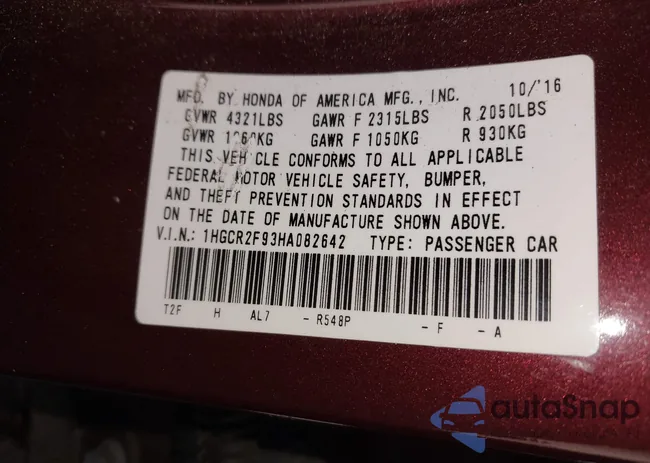 1HGCR2F93HA082642: 43418574