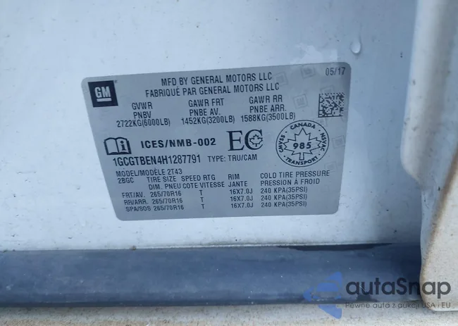 1GCGTBEN4H1287791: 43419609