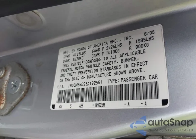 1HGCM56895A192551: 43419648