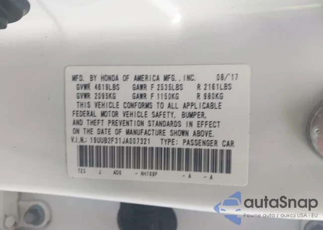 19UUB2F31JA007321: 43419682