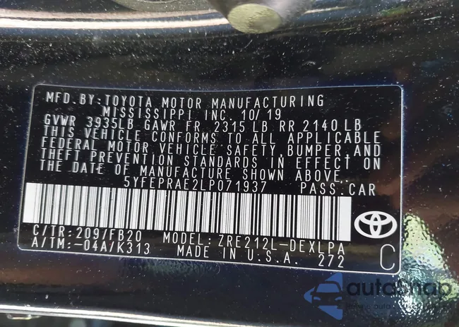 5YFEPRAE2LP071937: 43419685