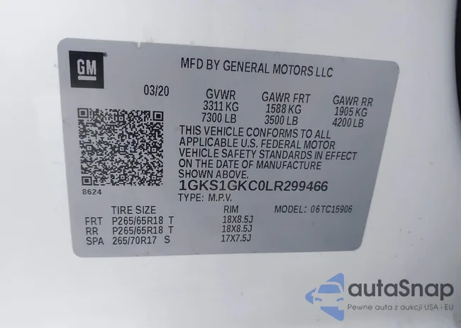 1GKS1GKC0LR299466: 43419708