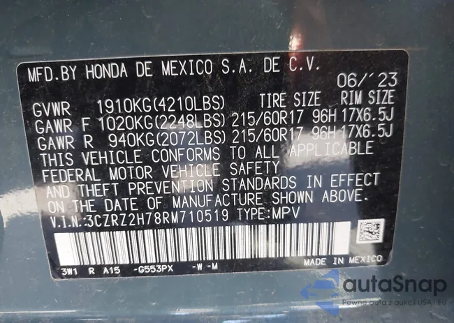 3CZRZ2H78RM710519: 43419822