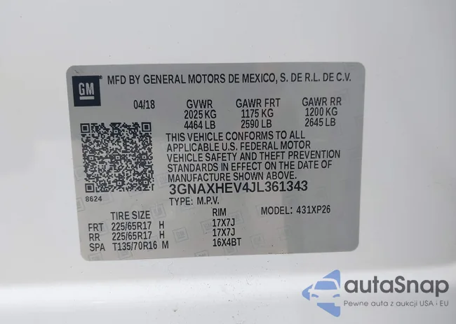 3GNAXHEV4JL361343: 43419850