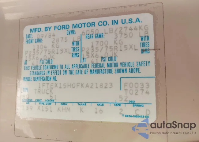 1FTEX15H0FKA21823: 43419222