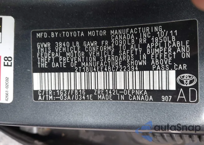 2T1BU4EE4BC722394: 43419294