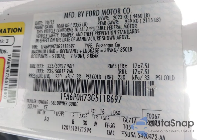 1FA6P0H73G5118697: 43419324