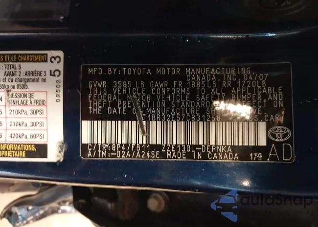 2T1BR32E57C831258: 43419367