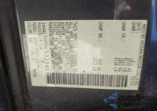 1N4AL3AP0DN532341: 43419432