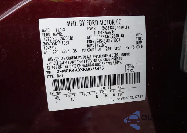 2FMPK4K9XKBB38475: 43419439