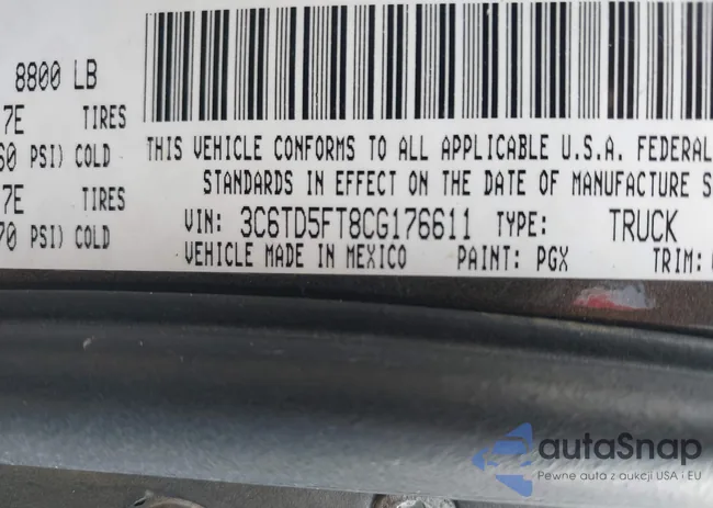 3C6TD5FT8CG176611: 43420667