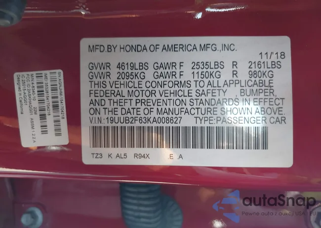 19UUB2F63KA008627: 43420717