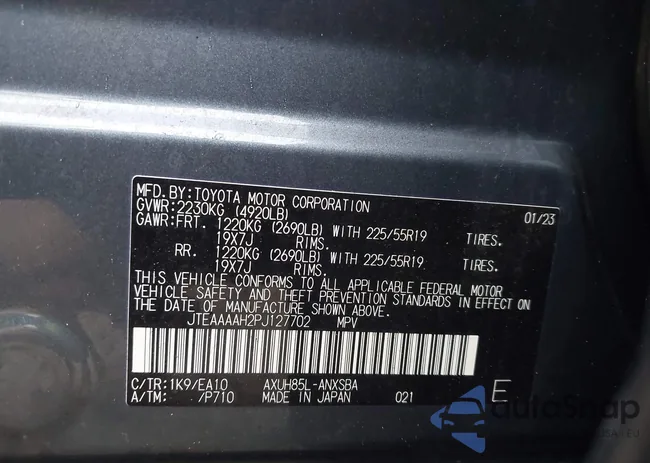 JTEAAAAH2PJ127702: 43420747