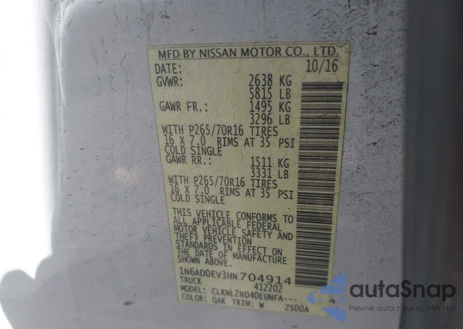 1N6AD0EV3HN704914: 43420754