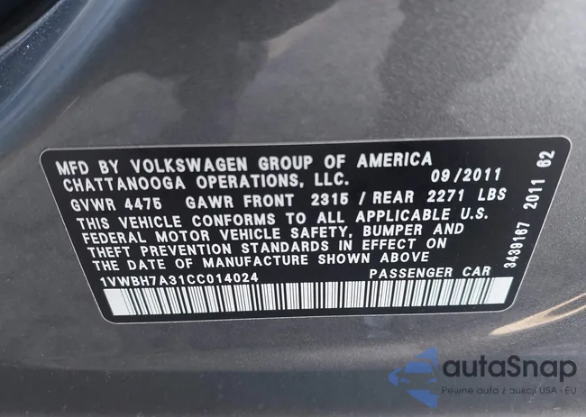 1VWBH7A31CC014024: 43420833