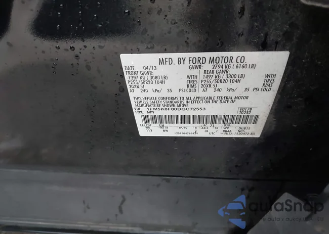 1FM5K8F80DGC72553: 43420885