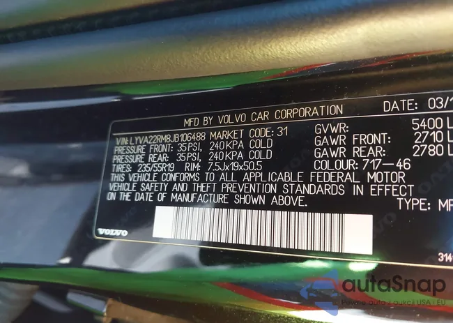 LYVA22RM8JB106488: 43421025