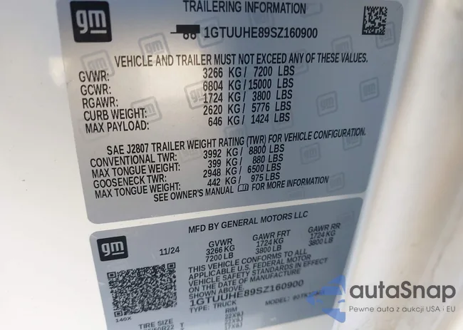 1GTUUHE89SZ160900: 43421077