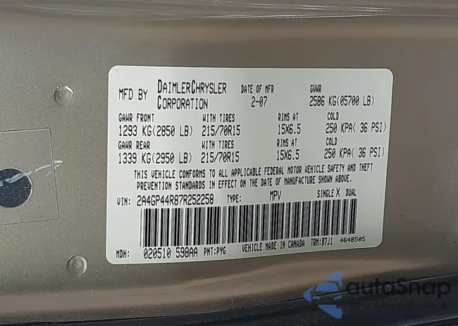 2A4GP44R87R252258: 43421084