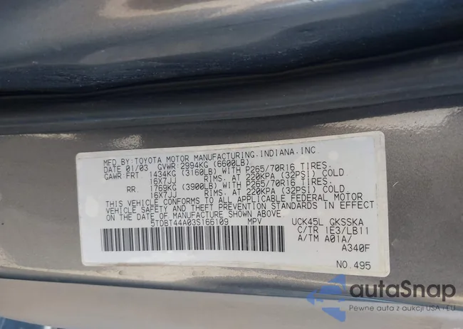 5TDBT44A03S166109: 43421112