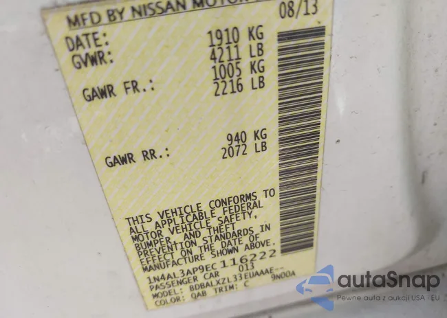 1N4AL3AP9EC116222: 43421160