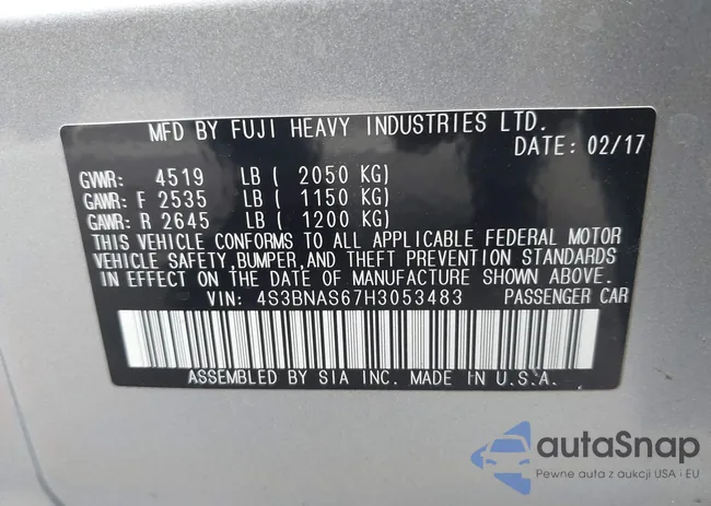 4S3BNAS67H3053483: 43420209