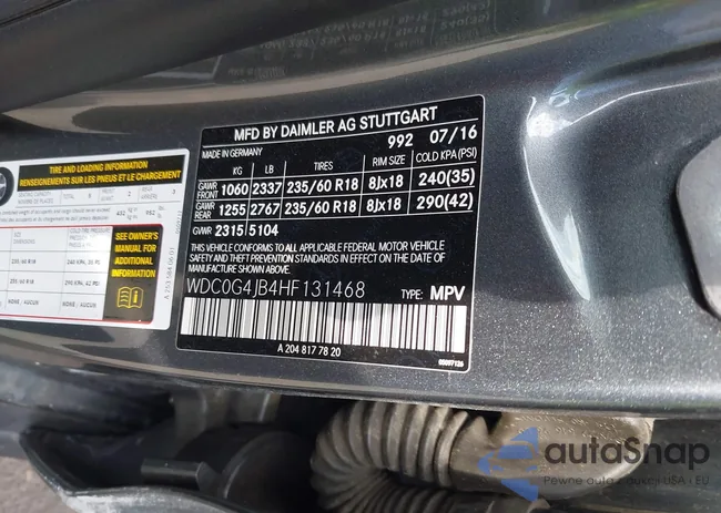 WDC0G4JB4HF131468: 43420223