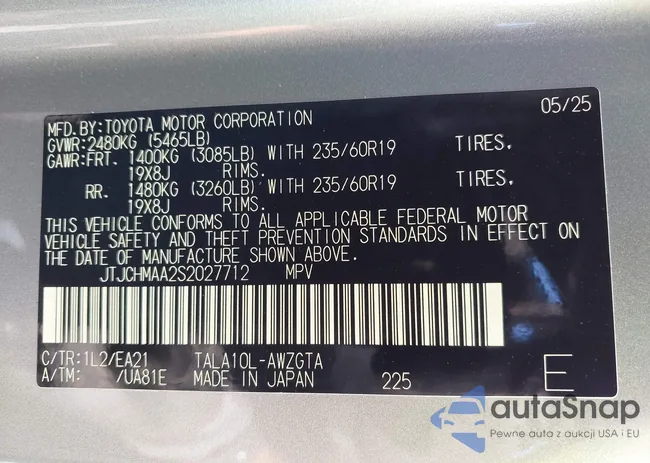 JTJCHMAA2S2027712: 43420227