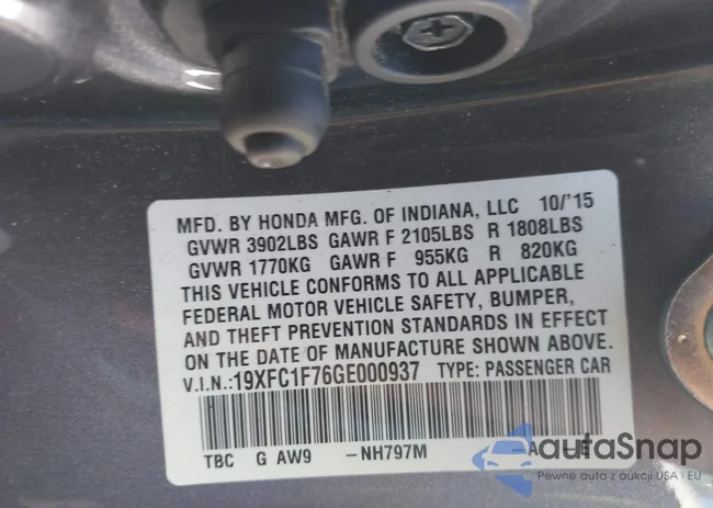 19XFC1F76GE000937: 43420331