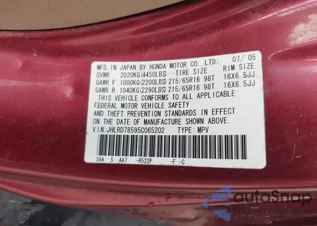 JHLRD78595C065202: 43420472