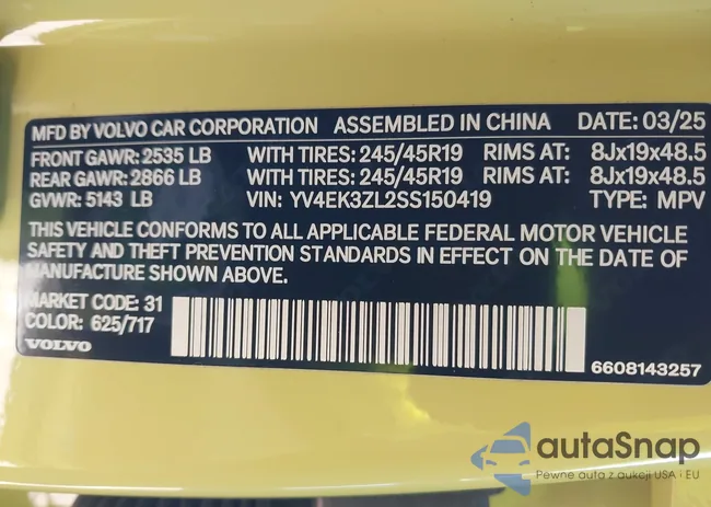 YV4EK3ZL2SS150419: 43420525