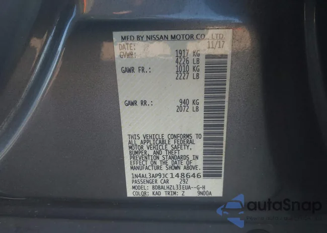 1N4AL3AP9JC148646: 43421757