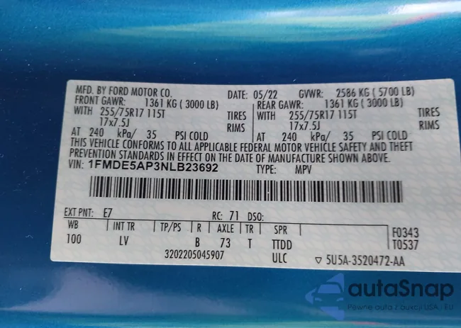 1FMDE5AP3NLB23692: 43421761