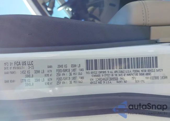 1C4RDHAG3FC809568: 43421792