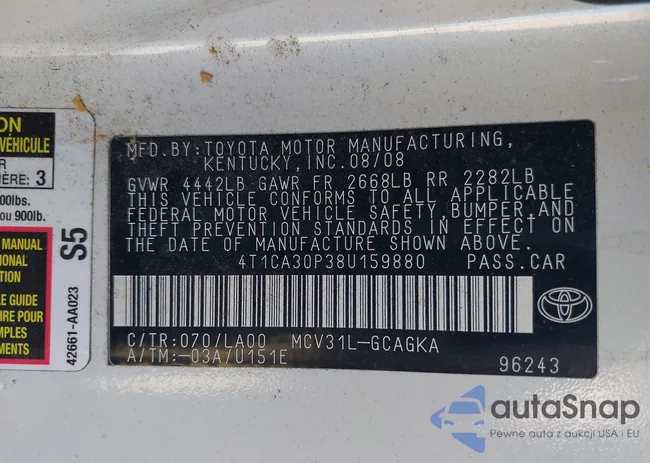 4T1CA30P38U159880: 43421833