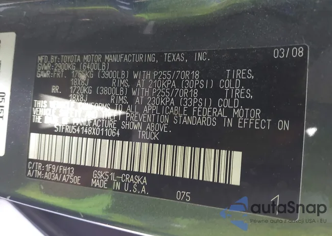 5TFRU54148X011064: 43421865