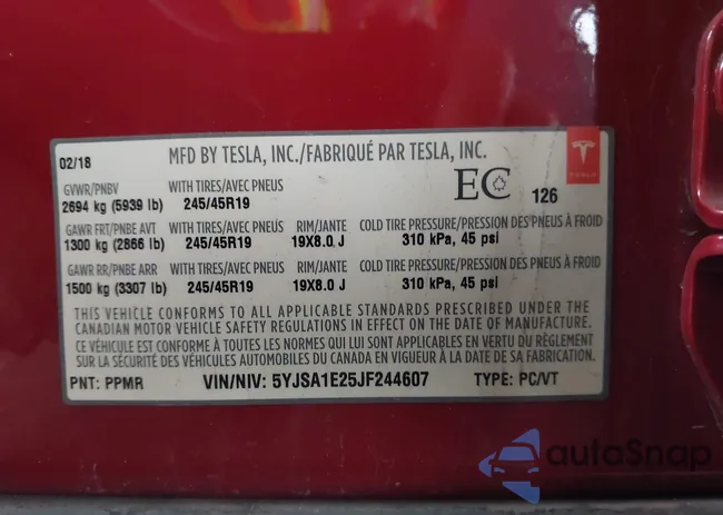 5YJSA1E25JF244607: 43421873