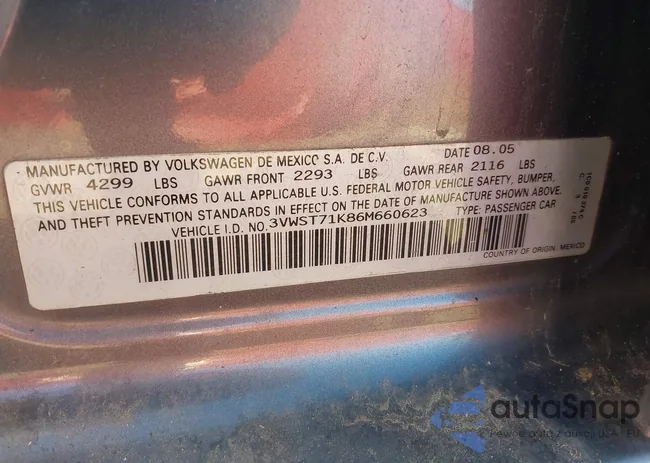 3VWST71K86M660623: 43421876