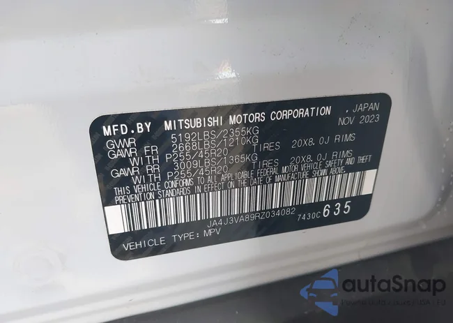 JA4J3VA89RZ034082: 43421890