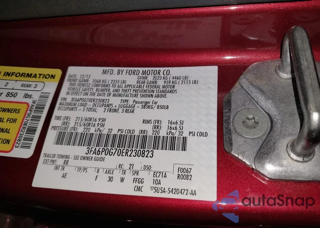 3FA6P0G70ER230823: 43421923