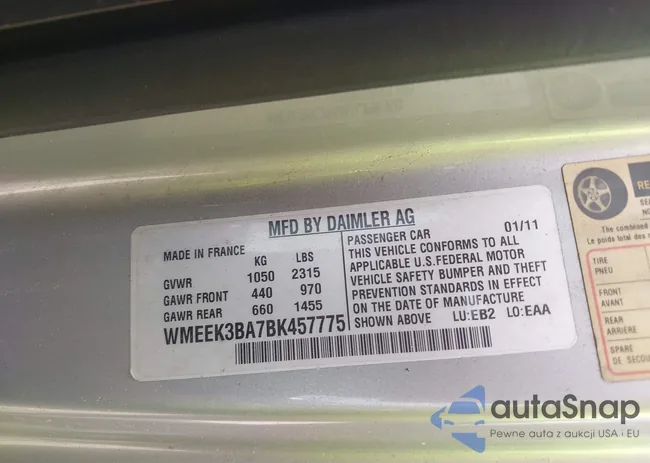 WMEEK3BA7BK457775: 43421929