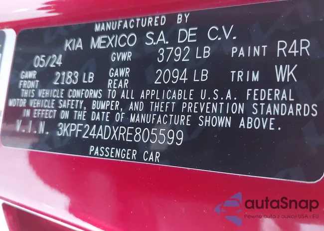 3KPF24ADXRE805599: 43421953