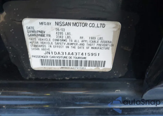 JN1DA31A43T415951: 43422001