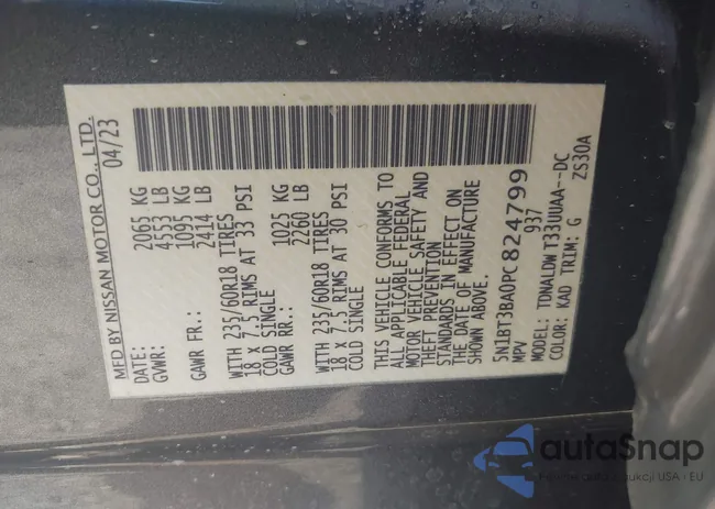 5N1BT3BA0PC824799: 43422033