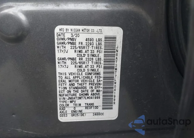 JN8AT2MT7LW041999: 43422050