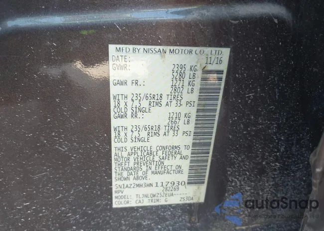 5N1AZ2MH3HN117930: 43422113